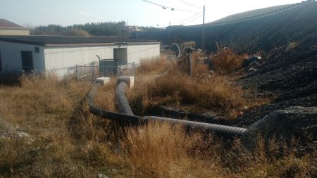 Run-off is pumped to a water treatment facility. These upgraded pumps and pipes were installed in 2012.  Photo by Lilly Noble.