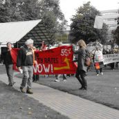 The Friday afternoon march begins. (Photo by Treana Campbell)