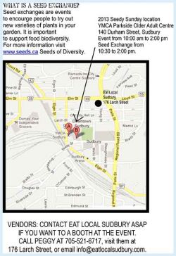 Map and further event details for Sudbury's 4th Seedy Sunday event.